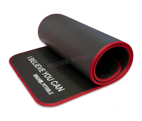 Купить Мат для аэробики NBR Original FitTools 10 мм черный с кольцами в Москве