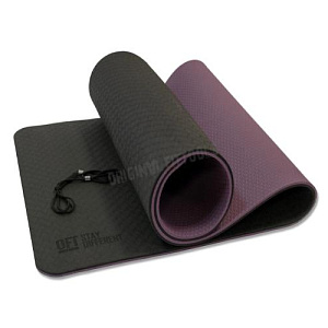 Купить Original FitTools Коврик для йоги 10 мм двухслойный TPE черно-фиолетовый в Москве