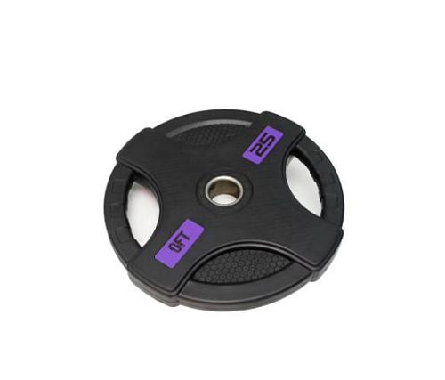 Диск олимпийский обрезиненный Original FitTools 25 кг черный с двумя хватами