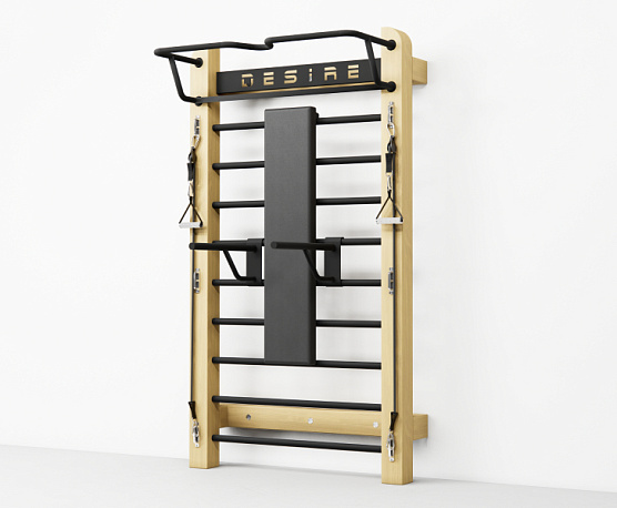 Шведская стенка с эспандерами, брусьями и скамьей Desire Eco Plus