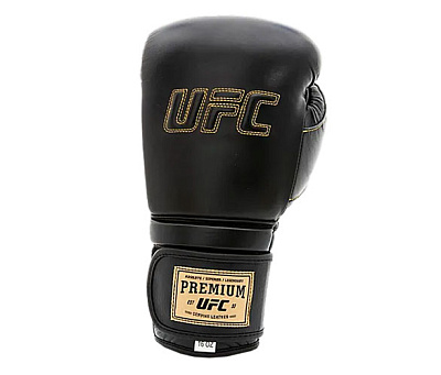 Премиальные тренировочные перчатки на липучке UFC чёрные 18 Oz