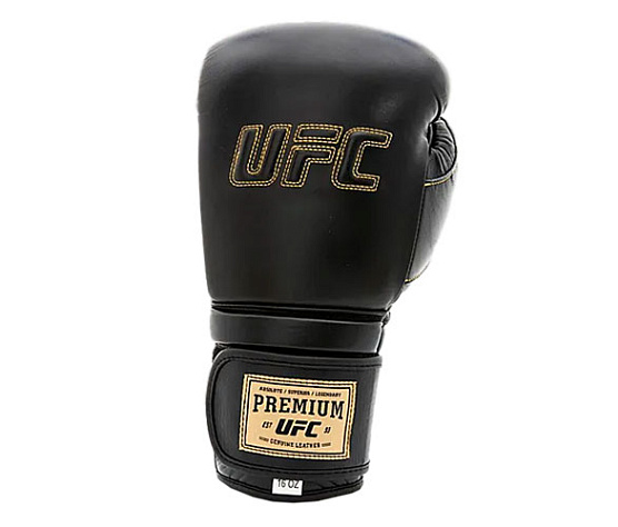 Премиальные тренировочные перчатки на липучке UFC чёрные 14 Oz