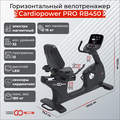 Горизонтальный тренажер Cardiopower PRO RB450 (RB410)