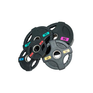 Купить Original FitTools Диск олимпийский обрезиненный черный с двумя хватами 15 кг в Москве
