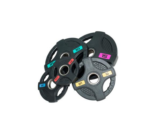 Диск олимпийский обрезиненный Original FitTools 15 кг черный с двумя хватами