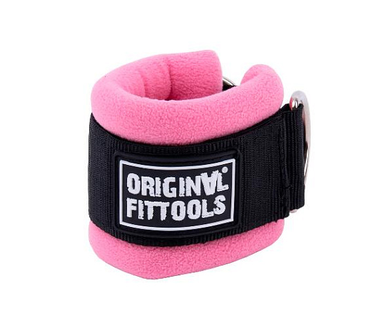 Ремень для тренировки мышц рук регулируемый Original FitTools (D-кольцо) розовый фото2
