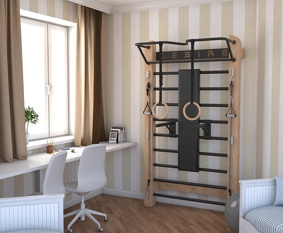 Шведская стенка с эспандерами, брусьями и скамьей Desire Eco Plus фото1