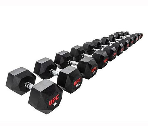 Комплект обрезиненных октагональных гантелей UFC Octagon Dumbbell 5 пар от 10 до 20кг