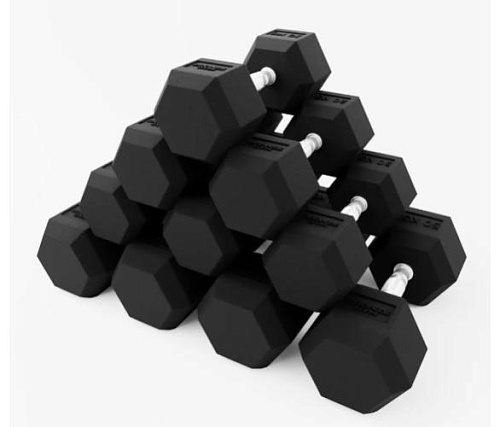Купить Набор гексагональных обрезиненных гантелей Bronze Gym 2,5–25 кг, 10 пар, шаг 2,5 кг в Москве
