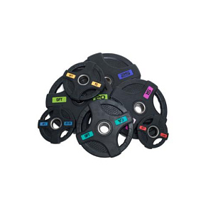 Купить Original FitTools Диск олимпийский обрезиненный черный с двумя хватами 15 кг в Москве