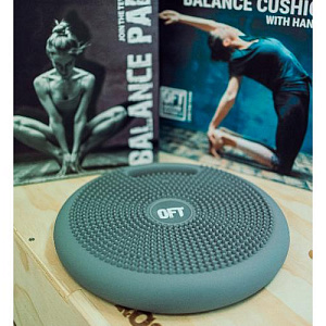 Купить Original FitTools Массажно-балансировочная подушка с ручкой серая в Москве