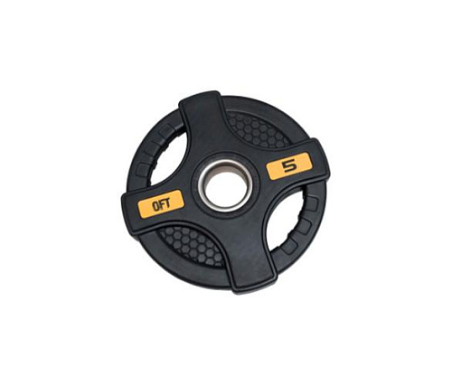 Купить Диск олимпийский обрезиненный Original FitTools 5 кг черный с двумя хватами в Москве