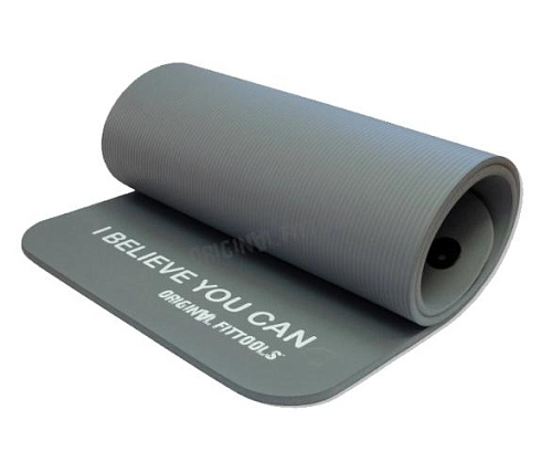 Купить Мат для аэробики NBR Original FitTools 12,5 мм серый с кольцами в Москве