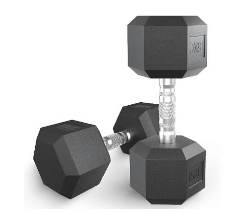 Купить Гантель гексагональная обрезиненная Unix Fit 15 кг / шт. в Москве