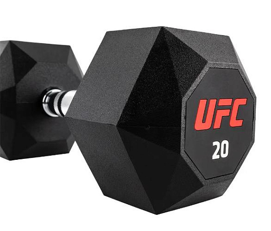 Комплект обрезиненных октагональных гантелей UFC Octagon Dumbbell 10 пар от 2,5 до 25кг фото7