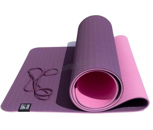 Коврик для йоги TPE Original FitTools 6 мм двуслойный бордово-розовый