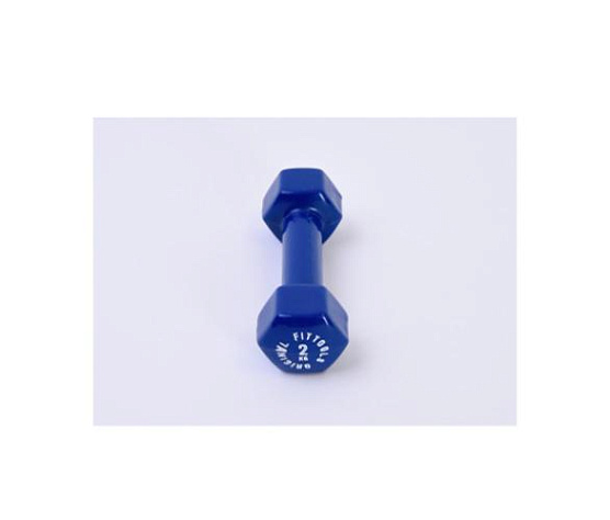 Гантель в виниловой оболочке Original FitTools 2 кг синий фото2