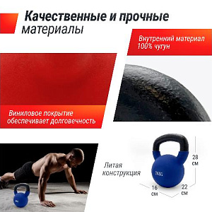 Купить Гиря Unix Fit Гиря виниловая 20 кг Blue в Москве