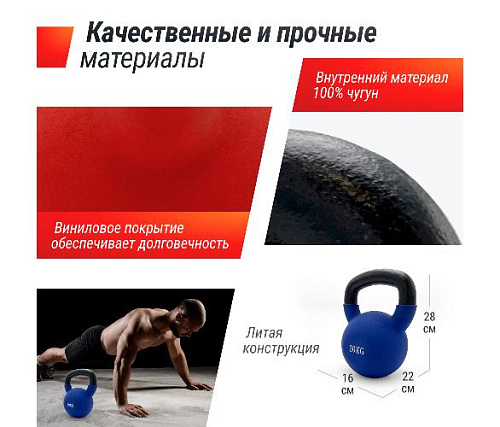 Гиря виниловая Unix Fit 20 кг синяя