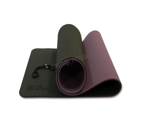 Коврик для йоги Original FitTools 10 мм двухслойный TPE черно-фиолетовый фото6