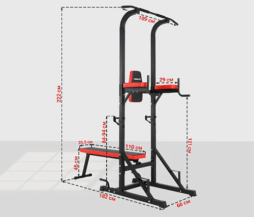 Турник-пресс-брусья со скамьей Unix Fit POWER TOWER 120P