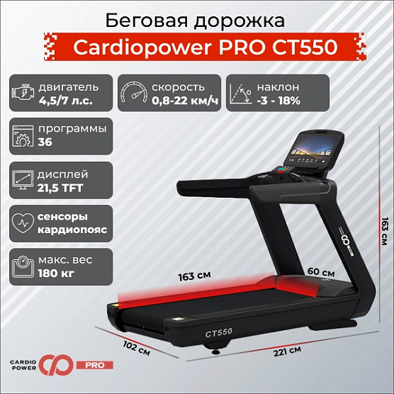 Беговая дорожка Cardiopower PRO CT550 фото8