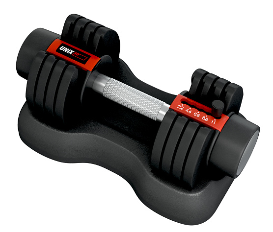 Unix Fit Гантель со ступенчатой регулировкой 11 кг черная