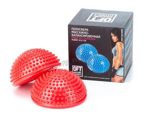 Полусфера массажно-балансировочная Original FitTools (набор 2 шт) красный