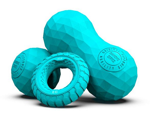Купить Набор из двух массажных мячей с кистевым эспандером Original FitTools бирюзовый в Москве