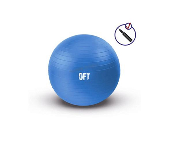 Гимнастический мяч Original FitTools 75 см синий с насосом