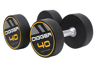 Комплект полиуретановых гантелей 5 пар от 37,5 до 47,5кг Hasttings Digger HD51D4C-37,5-47,5