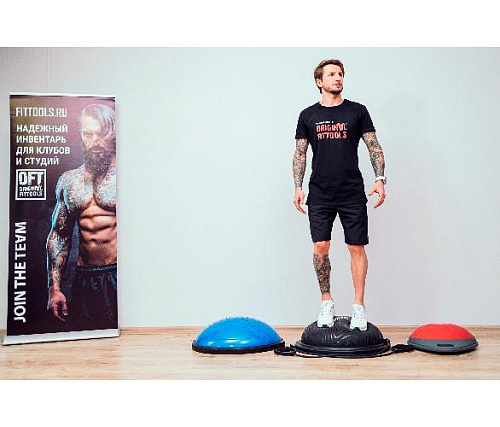 Полусфера гимнастическая надувная Original FitTools R3 с эспандерами и насосом