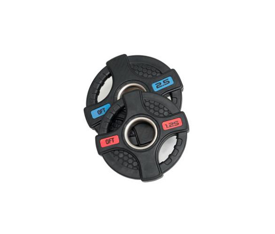 Диск олимпийский обрезиненный Original FitTools 1,25 кг черный с двумя хватами фото2